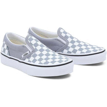 Load image into Gallery viewer, Vans Kids Classic Slip-On Color Theory Tradewinds Grey Checkerboard
