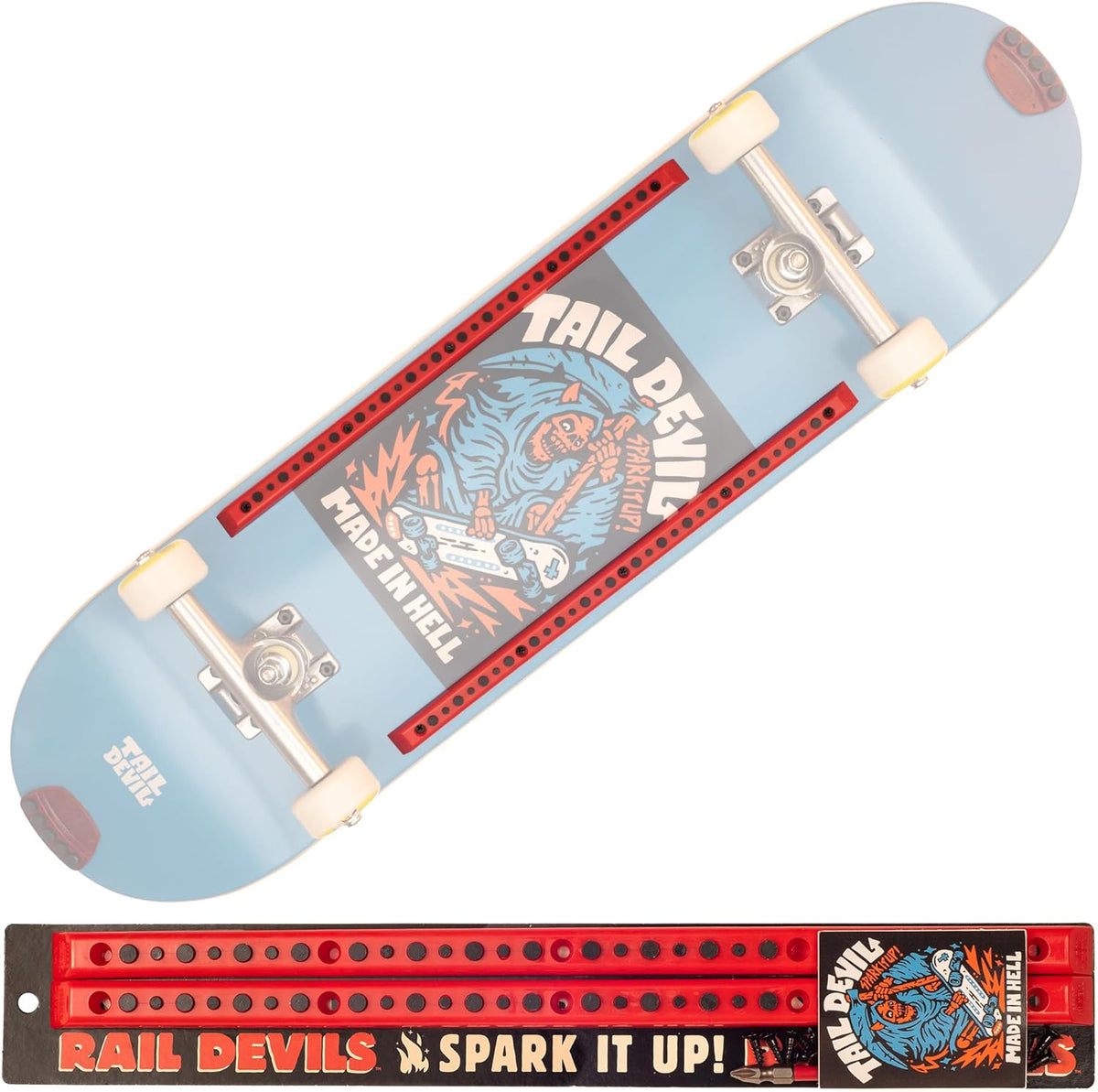 Rail Devils - Rails De Skateboard Avec Pierres à étincelles, Accessoire Pour Slides Et Grinds, Lot De 2 (14,25 Pouces)