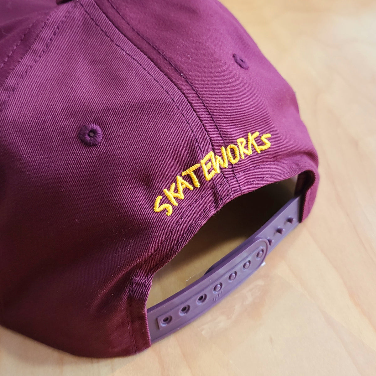 Skateworks X Todd Francis Sketchy Skate Shop Day Snapback Hat Maroon 