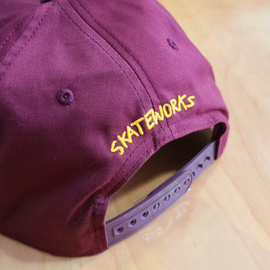 Skateworks X Todd Francis Sketchy Skate Shop Day Snapback Hat Maroon
