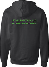 Load image into Gallery viewer, Sci-Fi Fantasy Design Trends Zip Up Hoodie - Black
