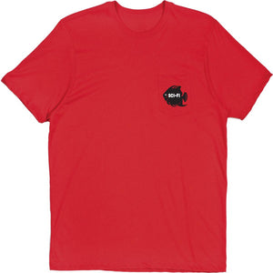 Sci-Fi Fantasy Fish Pocket T-Shirt - Red