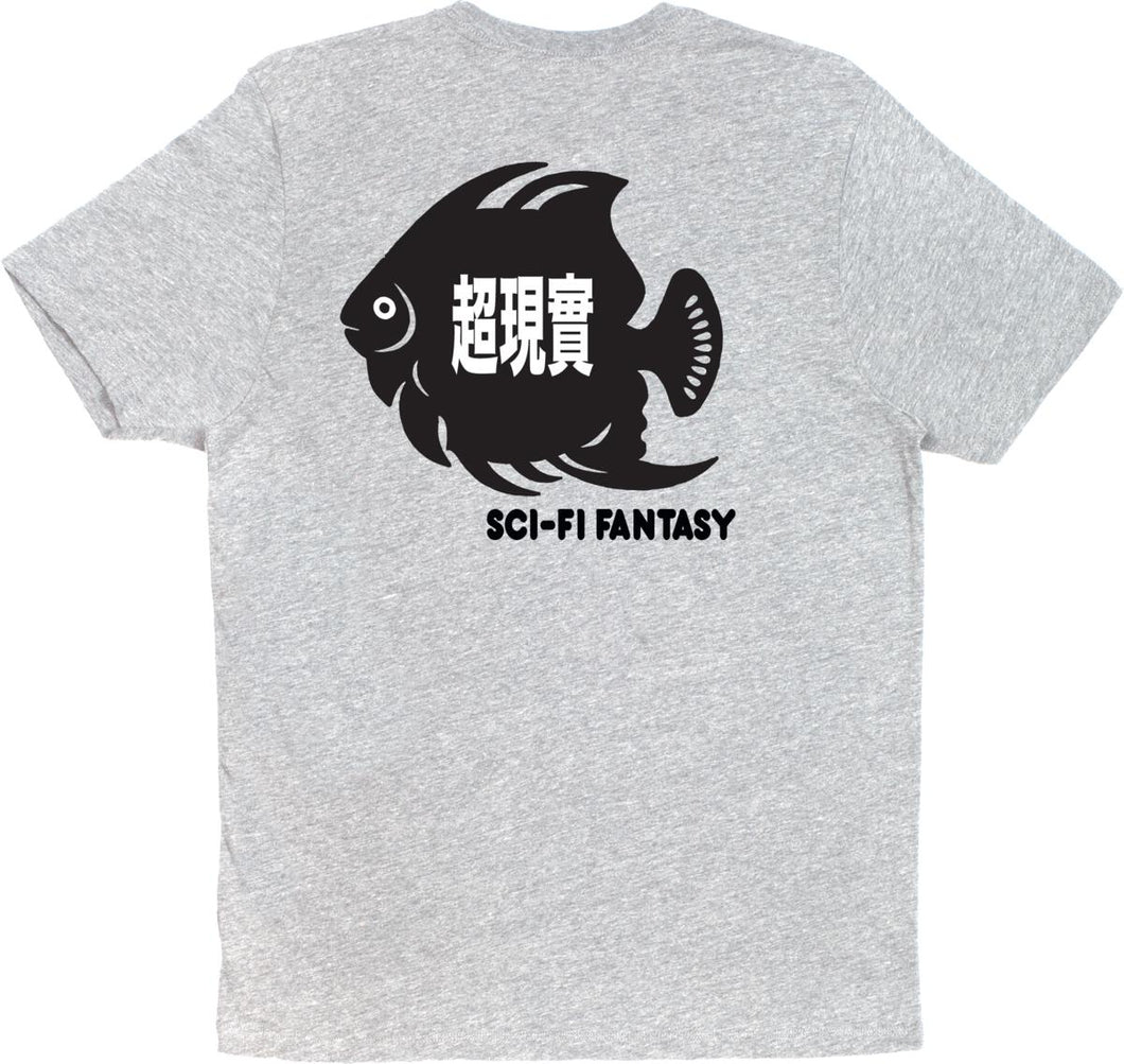 Sci-Fi Fantasy Fish Pocket T-Shirt - Heather Gray