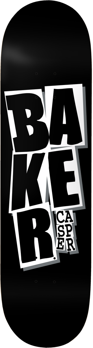 Baker Skateboards Casper Brooker Stacked Name Black B2 Deck 8.5