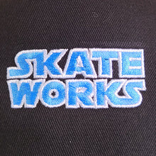 Load image into Gallery viewer, Skateworks Classic Logo Snapback Trucker Hat Black/Light Blue
