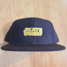 Load image into Gallery viewer, Skateworks Classic Logo Snapback Hat Coal/Yellow
