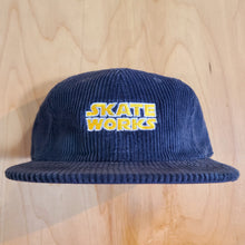 Load image into Gallery viewer, Skateworks Classic Logo Corduroy Strapback Hat Petrol Blue/Yellow
