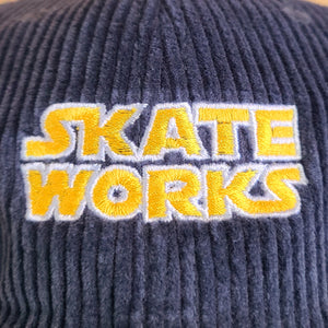 Skateworks Classic Logo Corduroy Strapback Hat Petrol Blue/Yellow