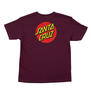 Santa Cruz Classic Dot Youth S/S T-Shirt Burgundy