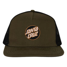 Load image into Gallery viewer, Santa Cruz Classic Dot Embroidered Mesh Trucker Hat Olive/Black
