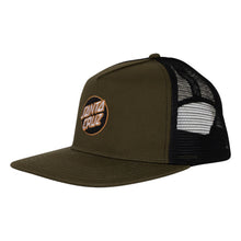 Load image into Gallery viewer, Santa Cruz Classic Dot Embroidered Mesh Trucker Hat Olive/Black
