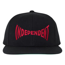 Load image into Gallery viewer, Independent Trucks Span Embroidered Structured Snapback Hat Black/Dark Red
