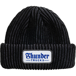 Thunder Script Patch Cuff Beanie Black