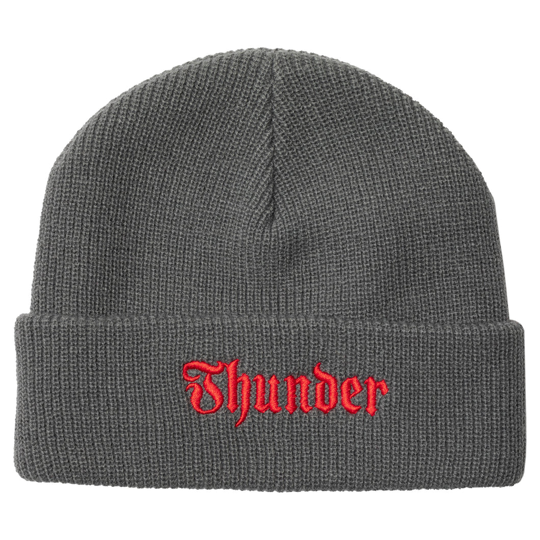 Thunder Script Cuff Beanie Charcoal/Red