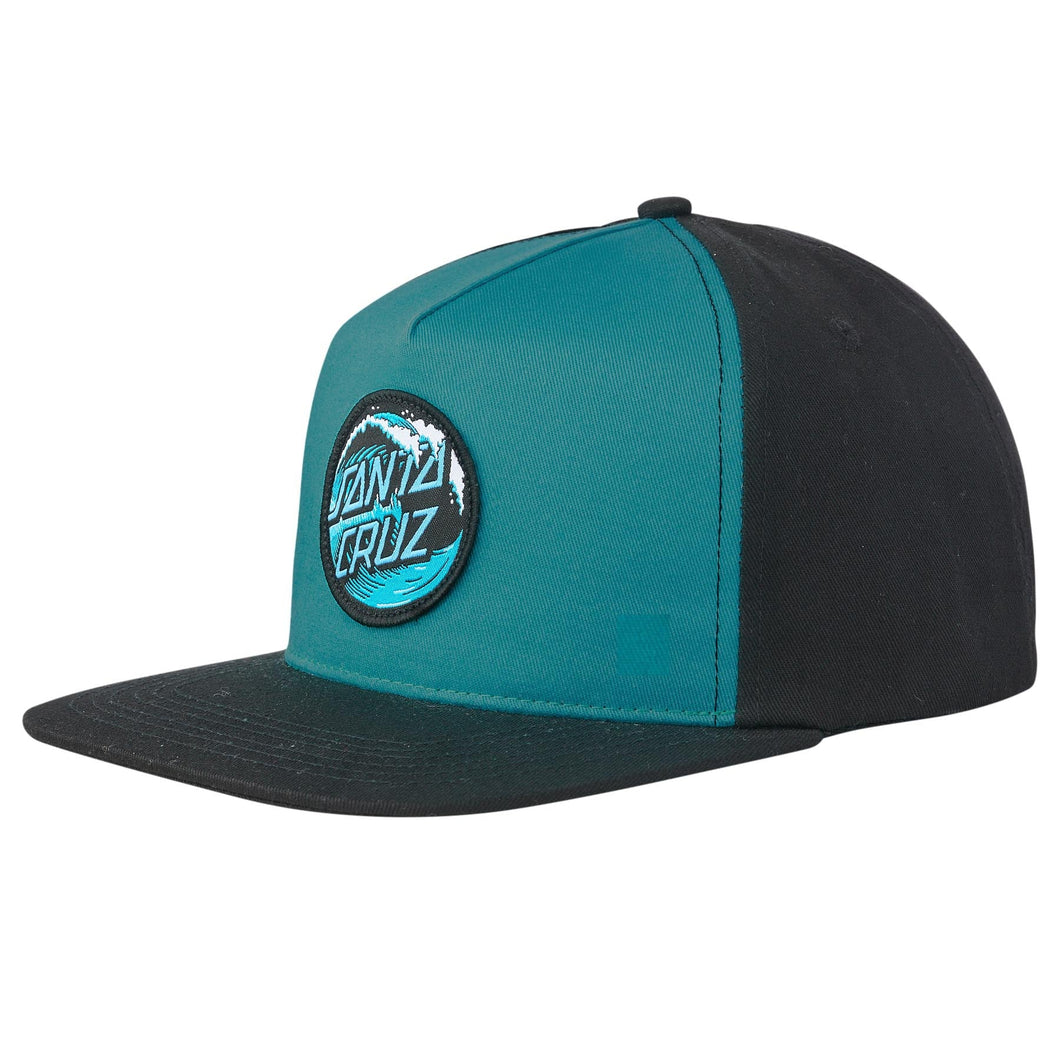 Santa Cruz Wave Dot Mid Profile Snapback Hat - Black/Aqua