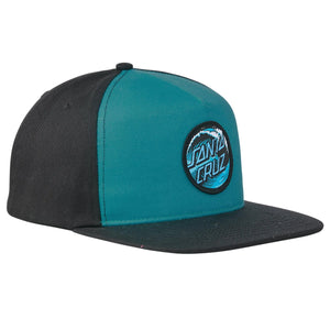 Santa Cruz Wave Dot Mid Profile Snapback Hat - Black/Aqua