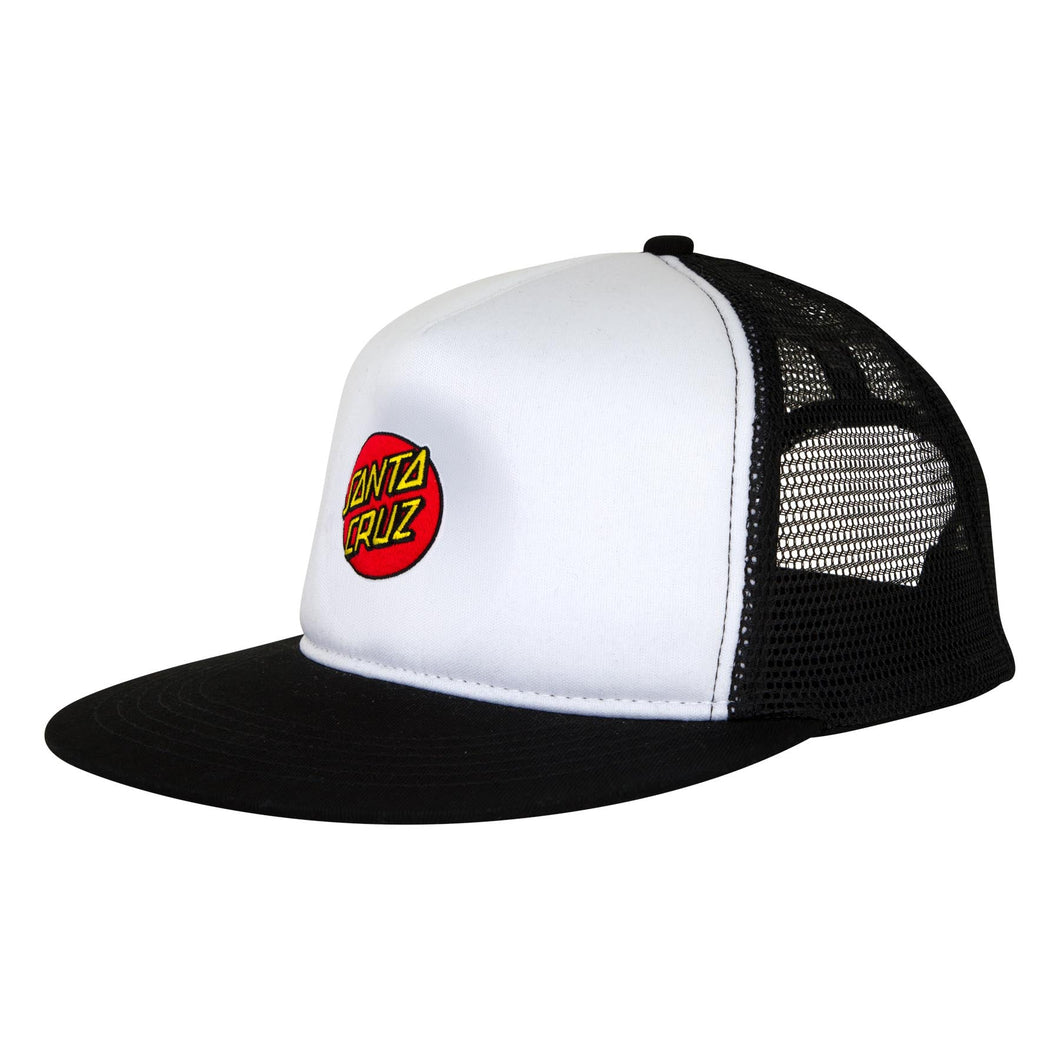 Santa Cruz Classic Dot Embroidered Mesh Trucker Hat Black/White