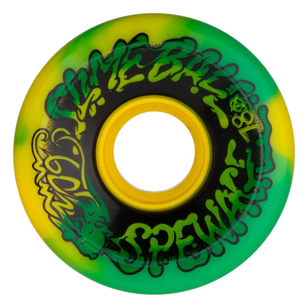 Santa Cruz OG Slime Balls Spewage Green/Yellow Swirl 60mm 78a