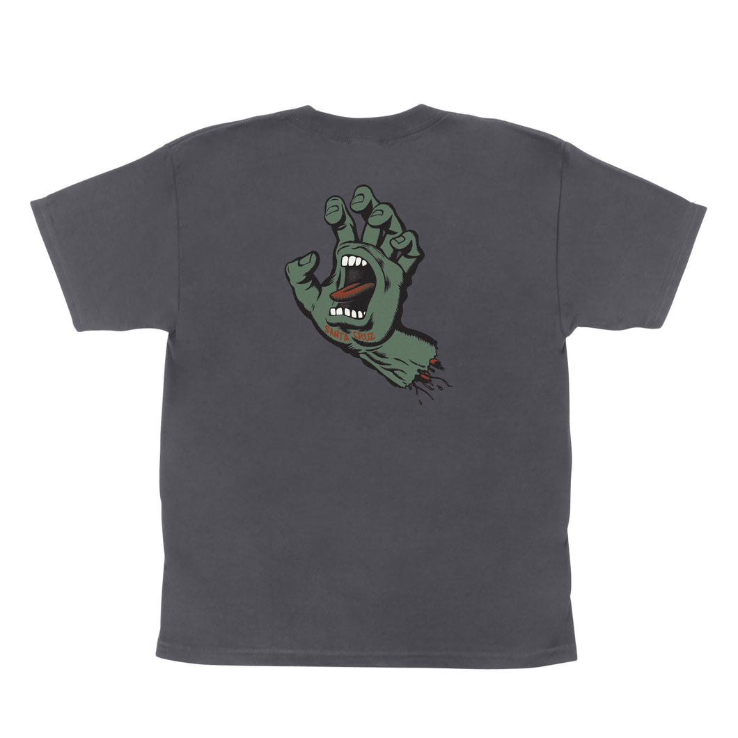 Screaming Hand T-shirt Youth Charcoal w/ Moss