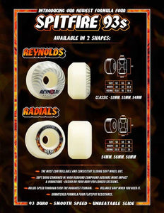 Spitfire Andrew Reynolds Soft Sliders Formula Four Classic 52mm 93a