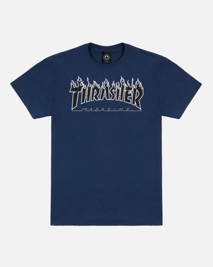 Thrasher Flame Logo T-Shirt Navy/Black