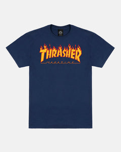 Thrasher Flame Logo T-Shirt Navy