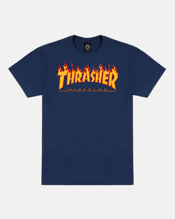 Thrasher Flame Logo T-Shirt Navy