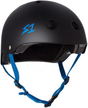 Load image into Gallery viewer, S-One Lifer Helmet - Black Matte with Cyan Straps
