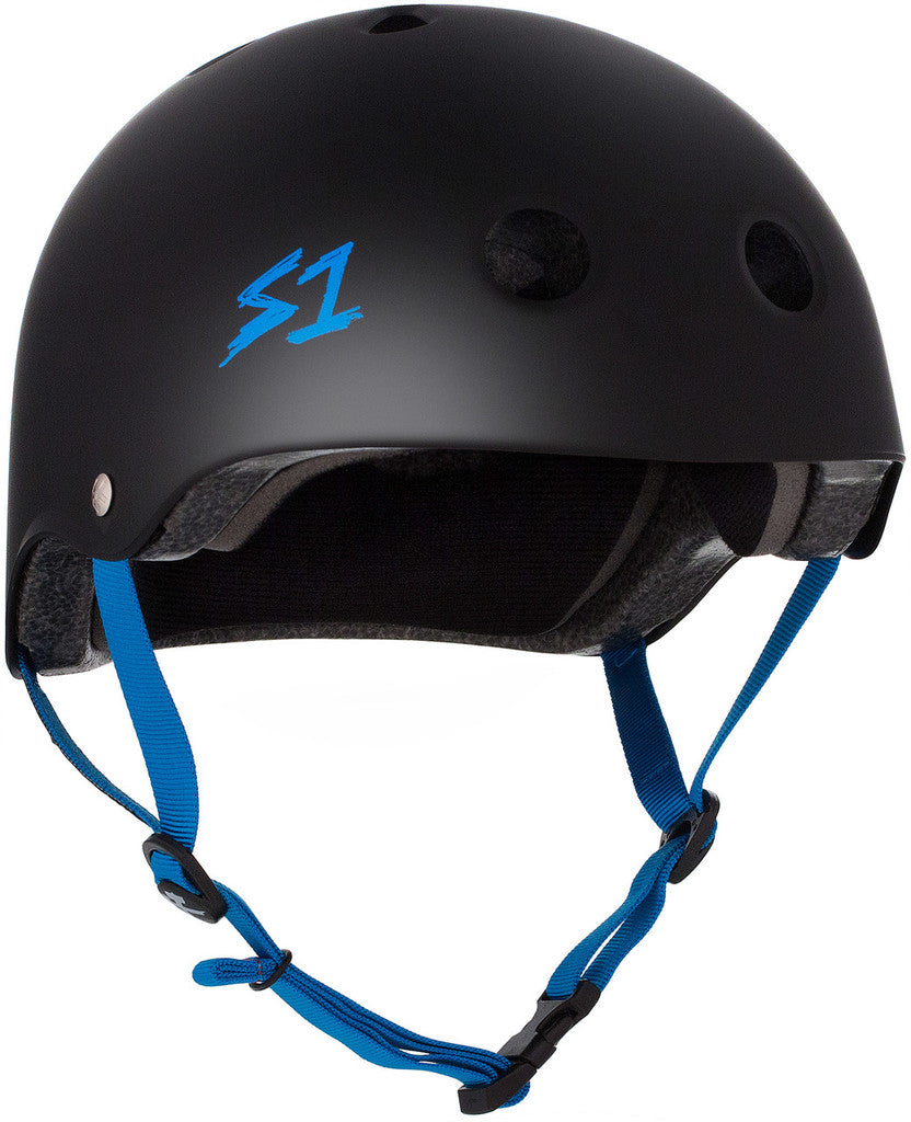 S-One Lifer Helmet - Black Matte with Cyan Straps