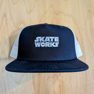 Skateworks Classic Logo Snapback Trucker Hat - Navy/Ecru