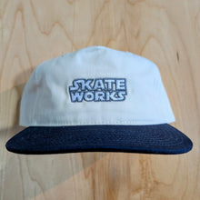 Load image into Gallery viewer, Skateworks Classic Logo Two Tone Snapback Hat - Natural/Midnight Blue
