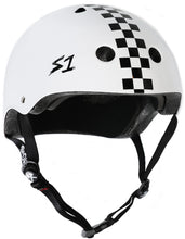 Load image into Gallery viewer, S-One Mega Lifer Helmet - White Gloss with Checkers
