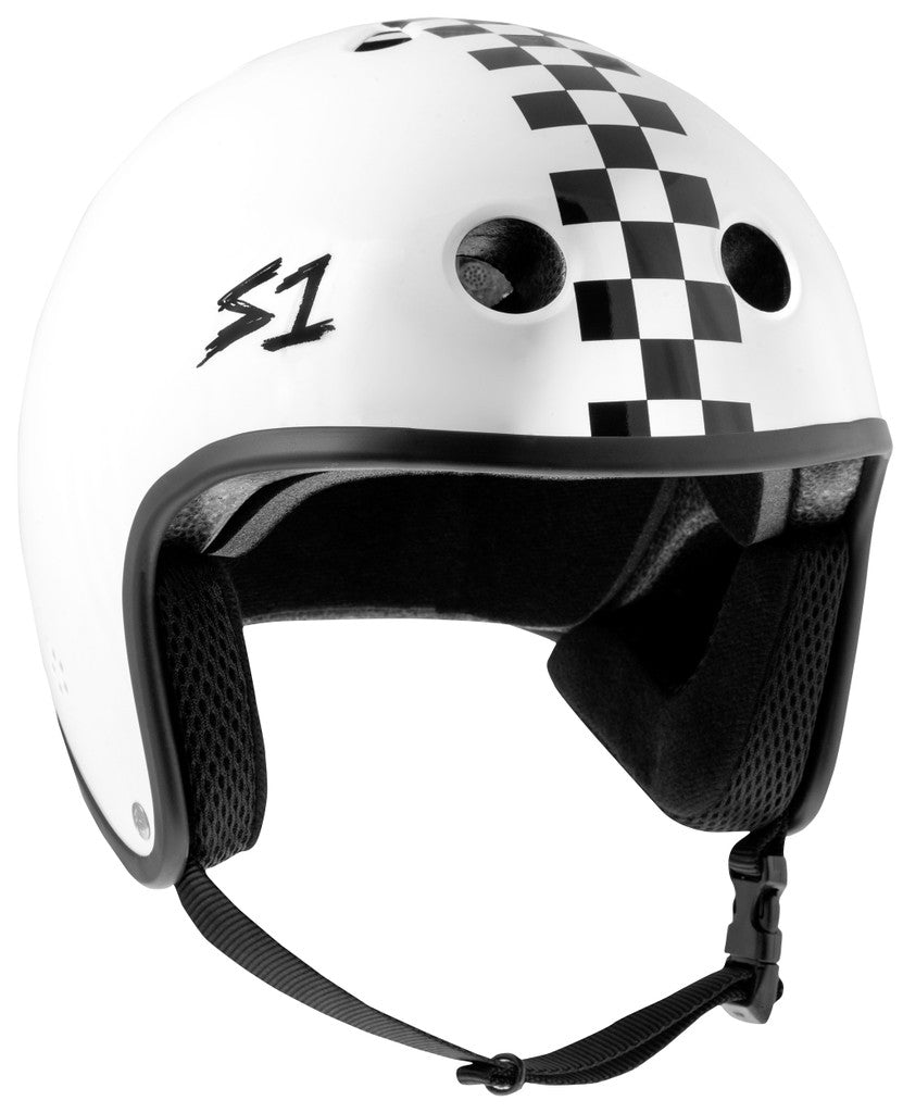 S-One Lifer Retro Helmet - White Glass w/ Black Checkers