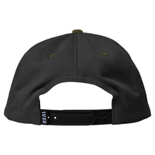 Load image into Gallery viewer, Real Skateboards EMB Snapback Hat Charcoal/Tan

