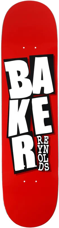 使用回数2回！BAKER Reynolds 8インチ Baker Skateboards Andrew Reynolds Stacked Name Red B2 Deck 8