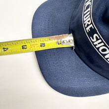 Load image into Gallery viewer, Picture Show Skateboards VHS Logo Strapback Short Brim Hat Navy
