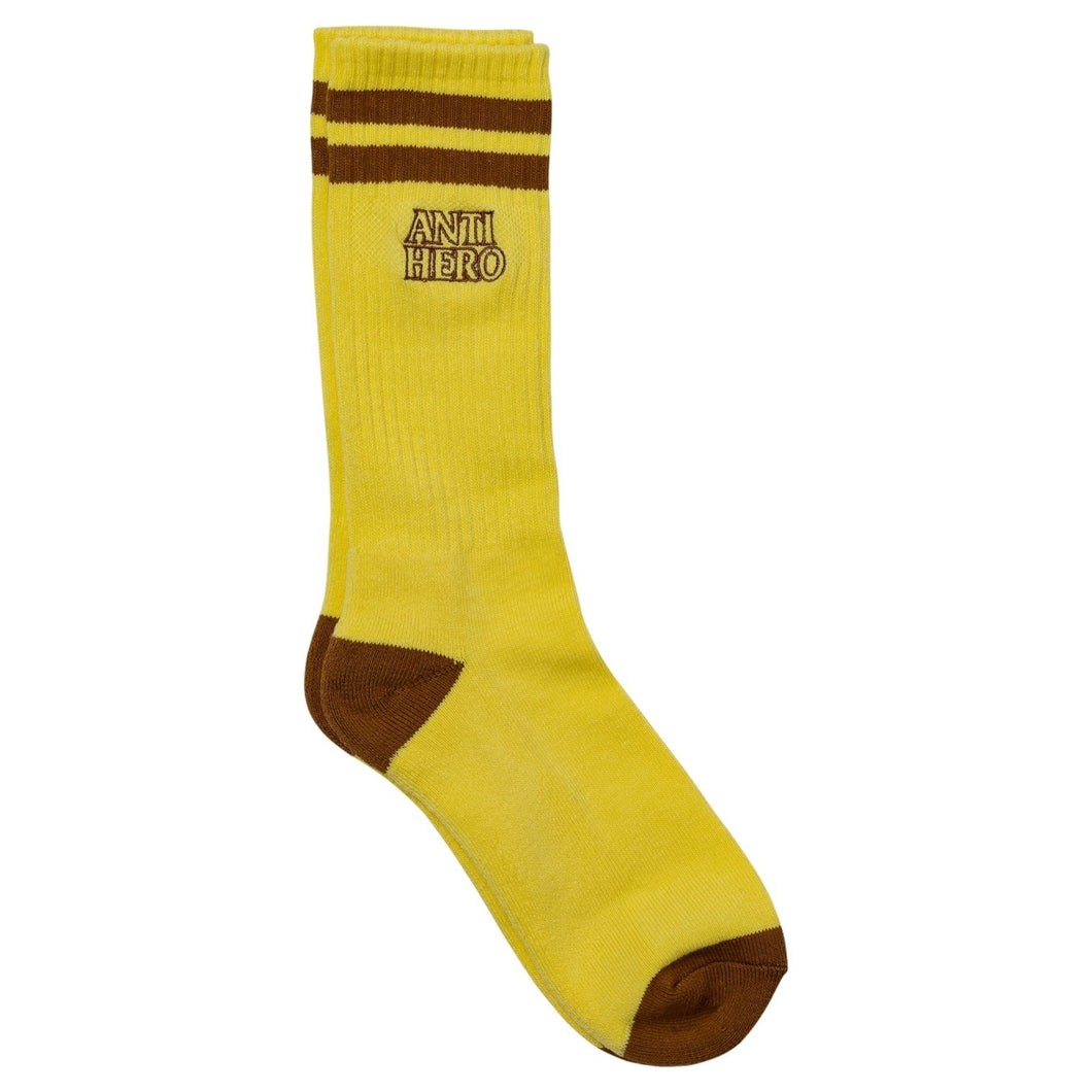 Antihero Block Hero Outline Embroidered Sock Yellow