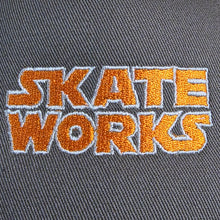 Load image into Gallery viewer, Skateworks Classic Logo Snapback Contrast Trucker Hat Walnut/Black/Orange
