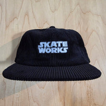 Load image into Gallery viewer, Skateworks Classic Logo Corduroy Strapback Hat Black/White
