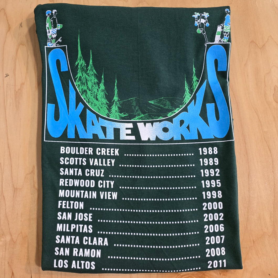 Skateworks Original Logo Tour T-Shirt Forest Green