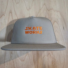Load image into Gallery viewer, Skateworks Classic Logo Snapback Trucker Hat Khaki/Orange
