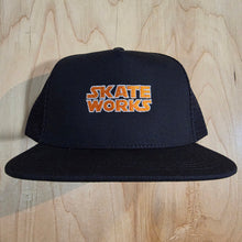 Load image into Gallery viewer, Skateworks Classic Logo Snapback Trucker Hat Black/Orange
