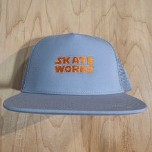 Load image into Gallery viewer, Skateworks Classic Logo Snapback Trucker Hat Smoke/Orange

