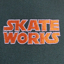 Load image into Gallery viewer, Skateworks Classic Logo Snapback Trucker Hat Forest/Orange
