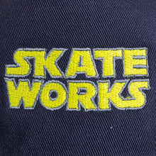 Load image into Gallery viewer, Skateworks Classic Logo Five Panel Strapback Hat Midnight Blue/Yellow
