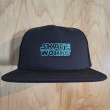 Load image into Gallery viewer, Skateworks Classic Logo Snapback Contrast Trucker Hat Coal/Black/Forest
