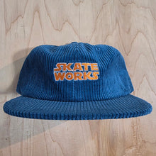 Load image into Gallery viewer, Skateworks Classic Logo Corduroy Strapback Hat Atlantic Blue/Orange
