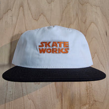 Load image into Gallery viewer, Skateworks Classic Logo Two Tone Snapback Hat Natural/Black/Orange
