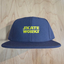 Load image into Gallery viewer, Skateworks Classic Logo High Profile Snapback Hat Petrol Blue/Yellow
