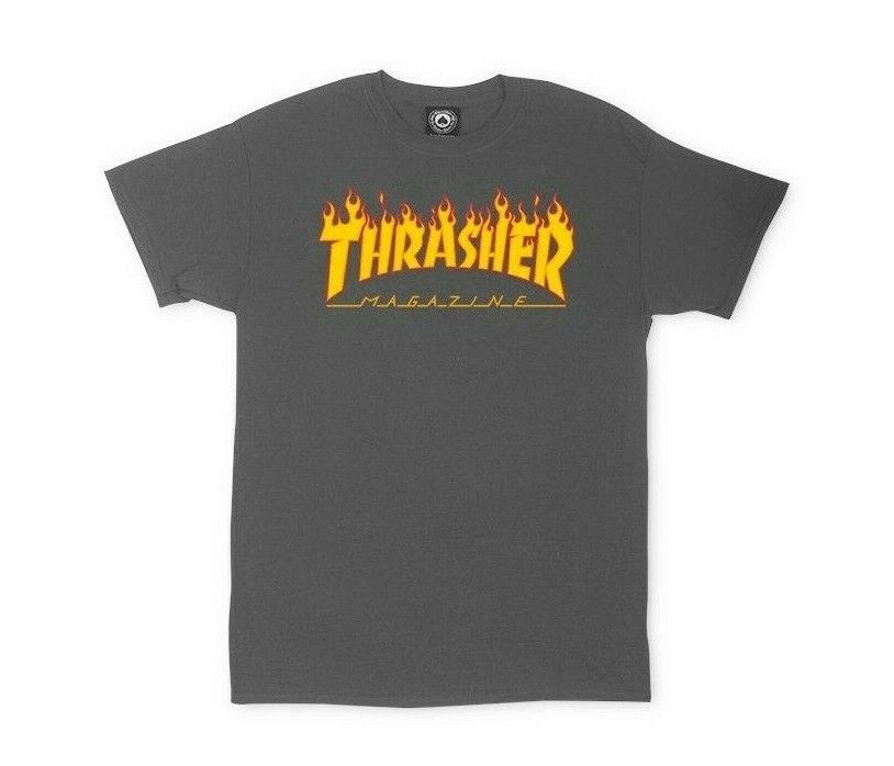 Thrasher Flame Logo T-Shirt Grey